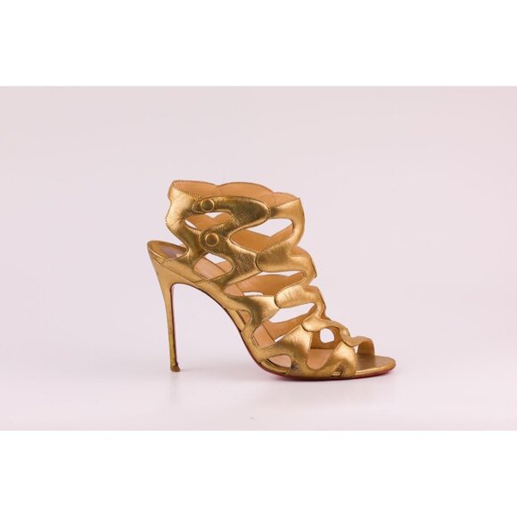 Christian Louboutin Heels Gold Gladiator Strappy - Picture 2 of 6